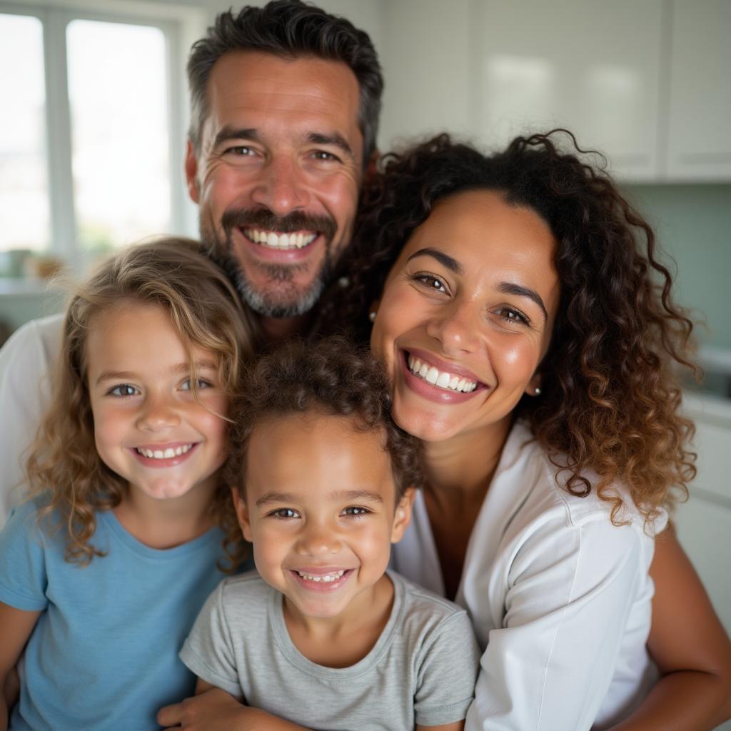 Família sorrindo representando os benefícios dos planos Amil Dental com cobertura odontológica para adultos e crianças